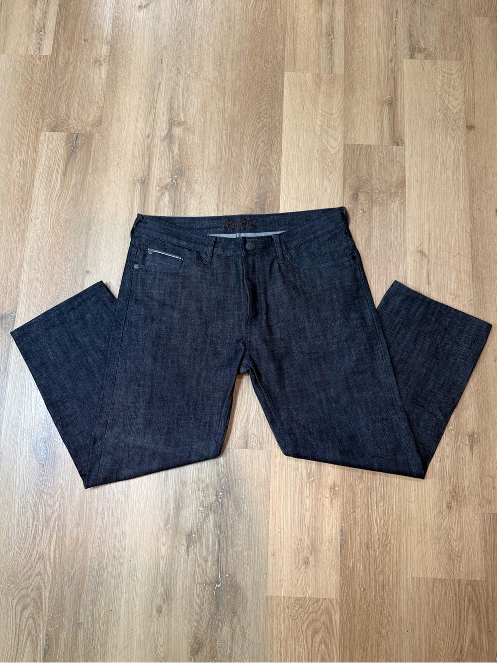 RVR Reveér Jeans Men’s 38 Dark Indigo Straight Leg Denim Purple Stitch M123